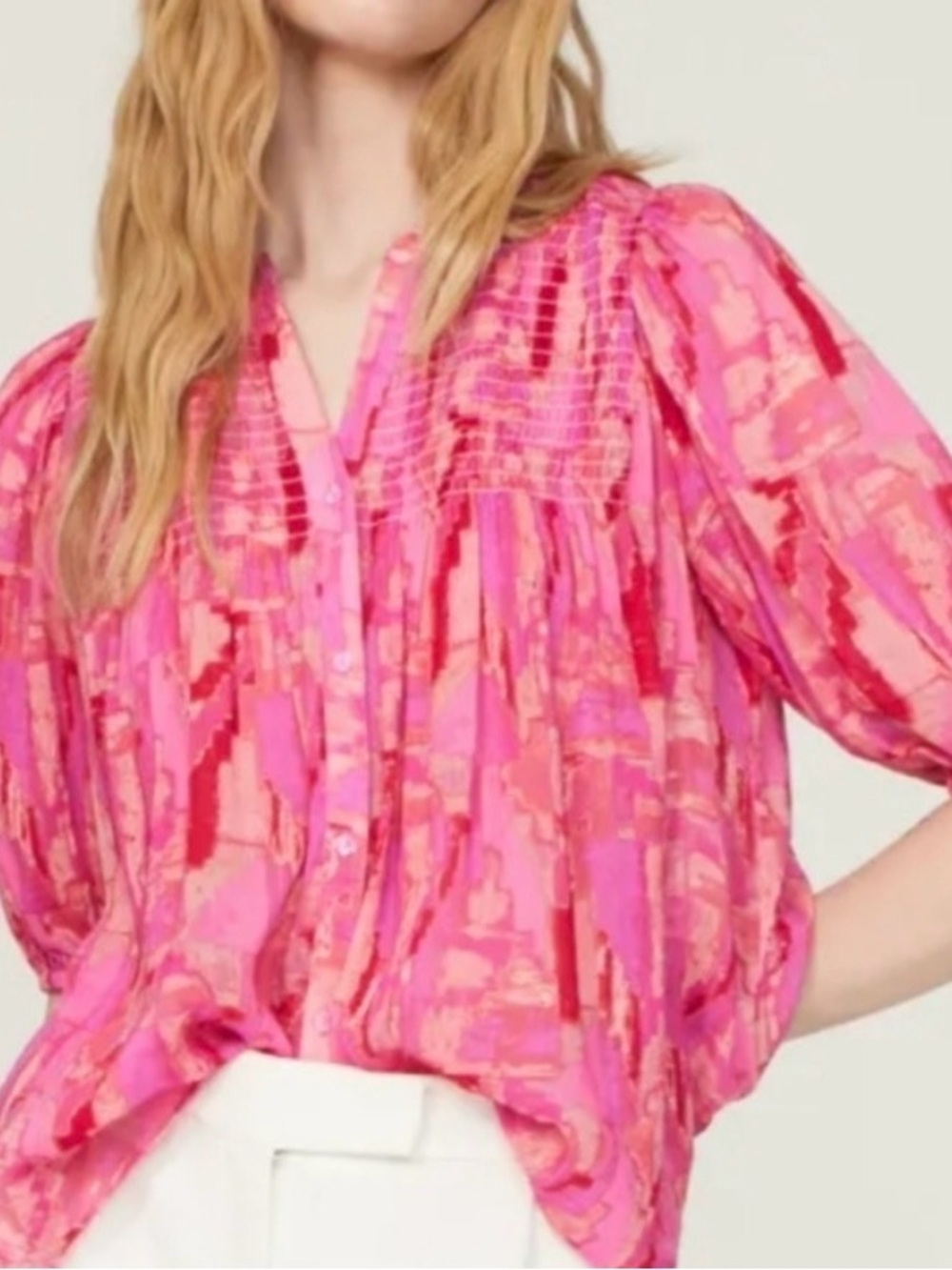 Ba&sh Teodor blouse various shades of pink and red size XS